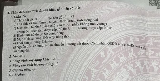 Đất thổ cư trung tâm Đại Phước, 60m2, sát sông