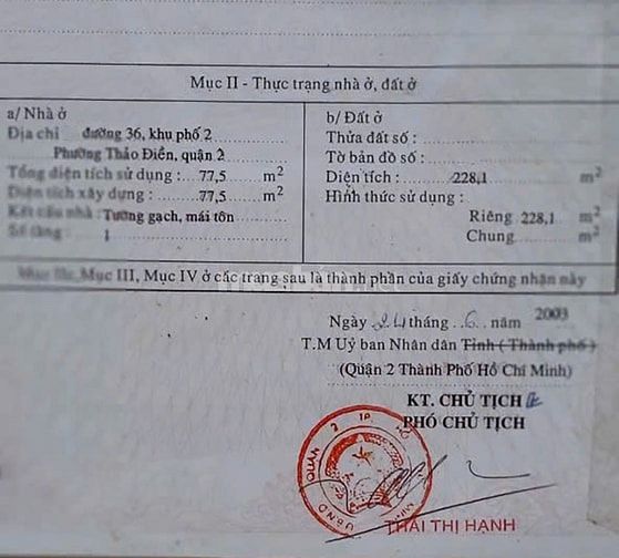 Bán nhà cấp 4 Thảo Điền, đường Nguyễn Bá Lân – vị trí vàng, đất rộng
