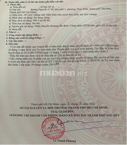  Cơ Hội Sở Hữu Đất Mặt Tiền Thảo Điền – 187m², Khu Tây Sang Trọng