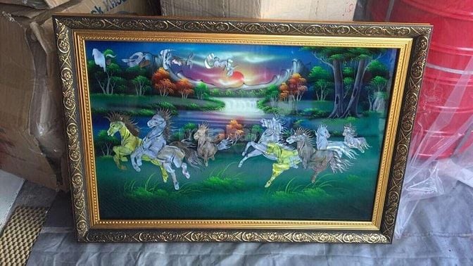 tranh sơn mài, bán tranh sơn mài đồng quê, tranh tặng tân gia