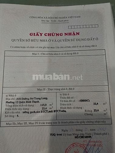 🌷 🌷 🌷 BÁN NHÀ MẶT TIỀN : 262 NƠ TRANG LONG - P. 12 - Q. BÌNH THẠNH 