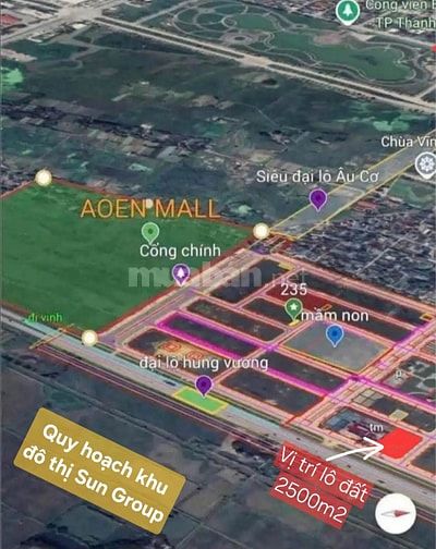Bán 2500m2 đất bên cạnh Aeon Mall Thanh hoá, lô góc 3 mặt đường