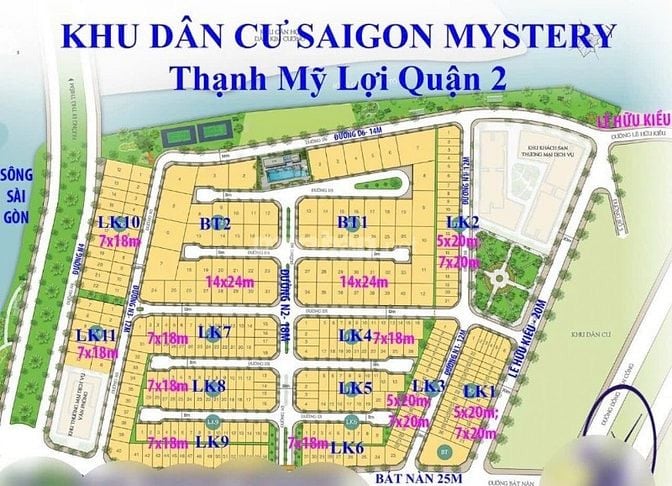 Bán đất DA Sài Gòn Mystery Hưng Thịnh TM. Lợi Quận 2 cũ nền Lk3 140m2