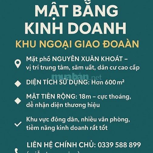 Cho thuê thẳng MBKD Nhà Hàng, Đồ Uống khu Ngoại Giao Đoàn