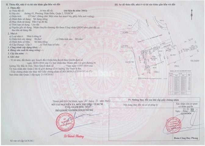 Bán lô đất Quận 2, mt đường 41, Thảo Điền, 127m2 đất thổ cư, sổ hồng