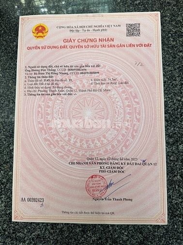 Bán nhà Thạnh Lộc  19 Quận 12 TPHCM