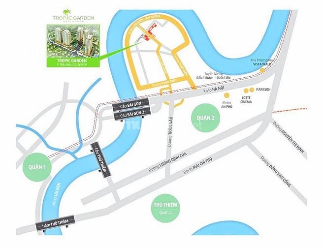 Bán Căn hộ tại Tropic Garden Thảo Điền tầng cao 3 phòng ngủ 110m2