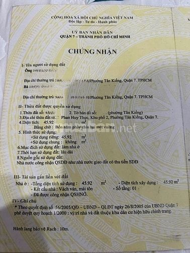 🌷 🌷 🌷 BÁN NHÀ MẶT TIỀN : 120 PHAN HUY THỰC - P. TÂN KIỂNG - Q. 7