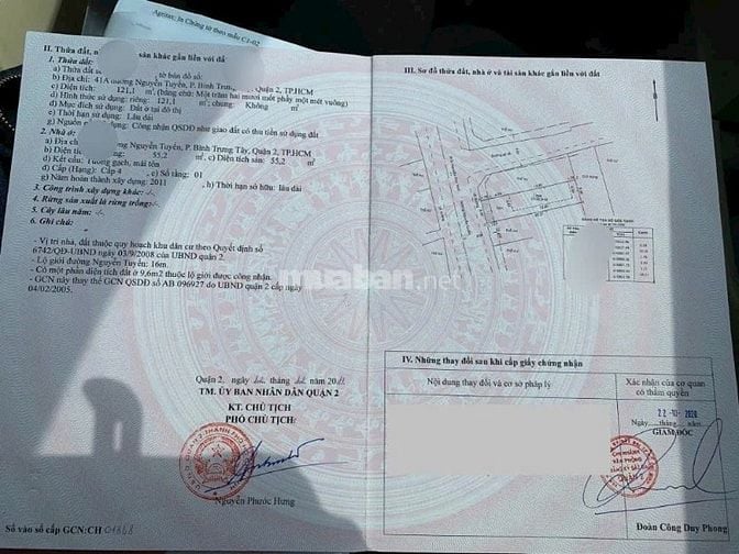 Bán đất 2 mặt tiền đường Nguyễn Tuyển Quận 2 giá 38 tỷ