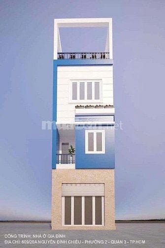 Cho thuê nhà hẻm 3m (3 gác) Nguyễn Đình Chiểu, P.2, Q.3 giá 12tr