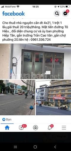 CHO THUÊ NHÀ MẶT TIỀN NGUYÊN CĂN