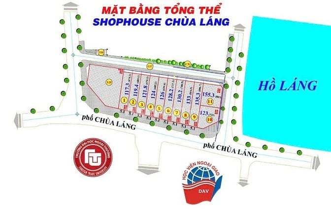 Bán shophouse Xây Thô Mặt Phố Chùa Láng. DT 120 m2, Nhà Xây 6,5 Tầng 