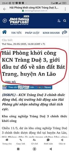 Đất nền F0 ngay cửa ngõ KCN Tràng Duệ 3 - Cơ hội sinh lời đón sóng KCN