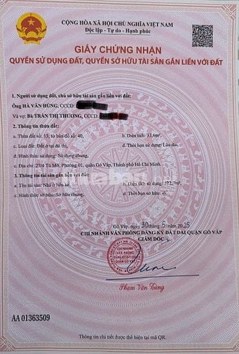 chính chủ bán nhà 26/4 Tú mỡ, p.1, gò vấp. giá 6.5tỷ