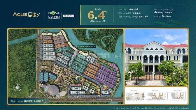 Aqua City, Long Hưng, Biên Hòa, Đồng Nai giá 6,4 tỷ, 136,5m2