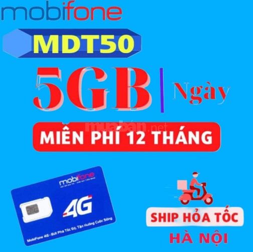 Sim 4G 5G Mobifone +5gb/Ngày, 500gb/Tháng