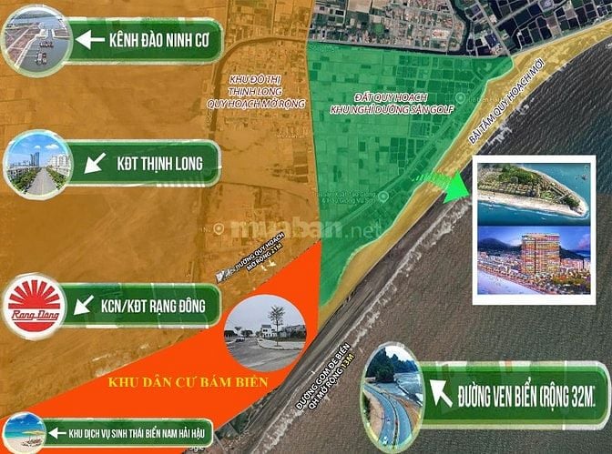 Chỉ hơn 1 tỷ/ lô sở hữu ngay đất mặt biển bãi tắm Thịnh Long, Hải Hậu