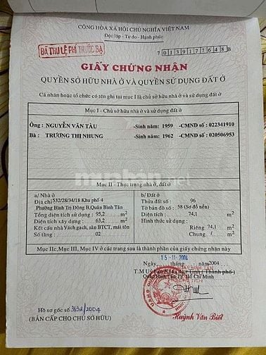 Bán nhà hẻm xe hơi 6m đường Kinh Dương Vương, PHường An Lạc, Bình Tân