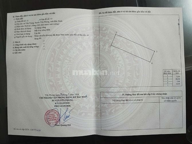 🏡 BÁN ĐẤT 90M2 - YÊN TRUNG, YÊN PHONG, BẮC NINH 🏡