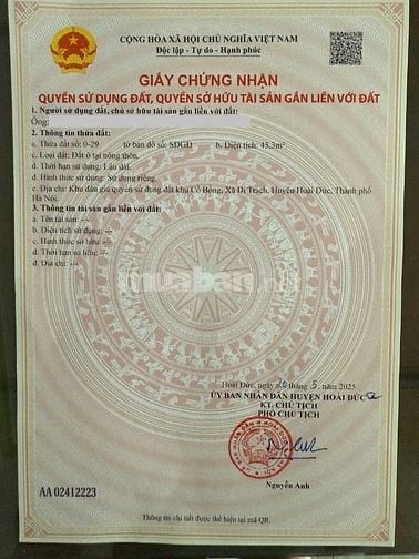 BÁN LÔ ĐẤT ĐẸP CÓ 1-0-2 TẠI HOÀI ĐỨC - MUA LÀ THẮNG