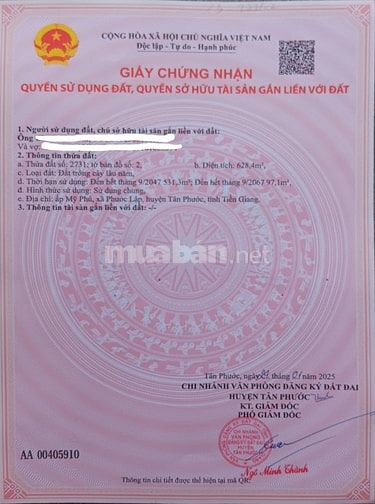 🔥 CHÍNH CHỦ BÁN GẤP LÔ ĐẤT 6M NGANG, GIÁ CHỈ 80 TRIỆU/M – ẤP MỸ PHÚ, 