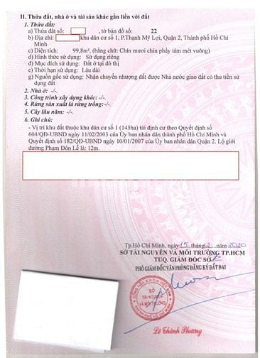 Bán đất kdc Thạnh Mỹ Lợi Quận 2 cũ đường Phạm Đôn Lễ (99.8m2) 13 tỷ