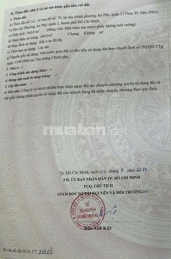 Bán đất mặt tiền đường 34 An Phú Quận 2 giá 27 tỷ