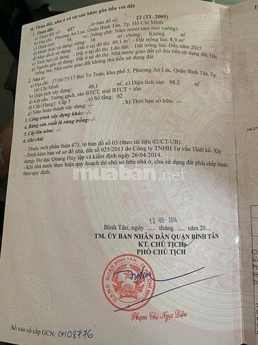 Bán nhà hẻm xe tải 7m đường Bùi Tư Toàn, Phường An Lạc, Quận Bình Tân