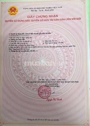 🌷 🌷 🌷 BÁN NHÀ MẶT TIỀN : 384A TÂN KỲ TÂN QUÝ - P. SƠN KỲ - Q. TP