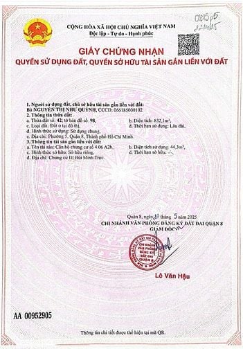 CC III Bùi Minh Trực, P5, Q8, 44,3m2 SỔ SẴN CC LIỀN . HHMG 20TR