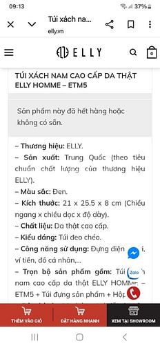 Hàng mới chưa sử dụng túi đeo nam ELLY da thật 