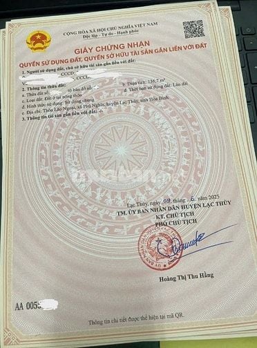 Bán đất ở Phú Nghĩa, Lạc Thủy, Hòa Bình, giá chất 28 triệu/m2, 136.7m2