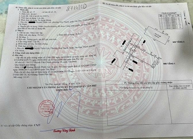 Bán nhà hẻm 3.5m Huỳnh Thiên Lộc, P.Hòa Thạnh, Q.T.Phú giá 4.95 tỷ