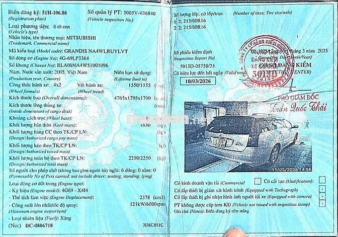 MITSUBISHI GRANDIS 2005 AT TỰ ĐỘNG, THẮNG ĐĨA.