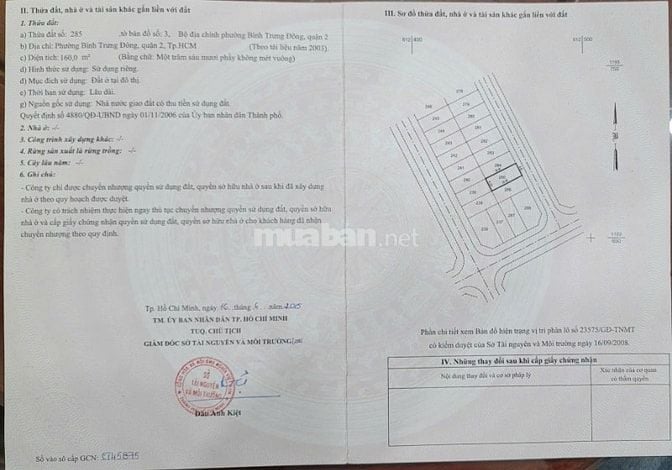 Bán đất đường 60 phường Bình Trưng Đông Quận 2 giá 16,8 tỷ
