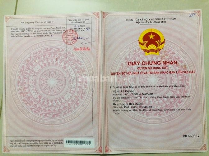Cần bán gấp đất ở Hàm Tân, Bình Thuận (20x52m) giá chỉ 2.2 triệu/m2