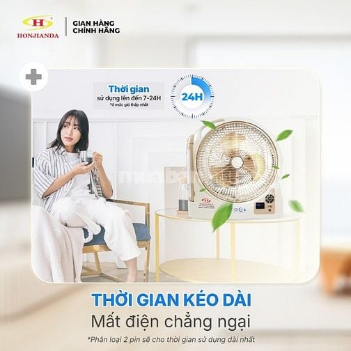 Bán quạt sạc điện HONJIANDA 2 pin gần như mới