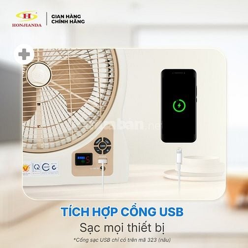 Bán quạt sạc điện HONJIANDA 2 pin gần như mới