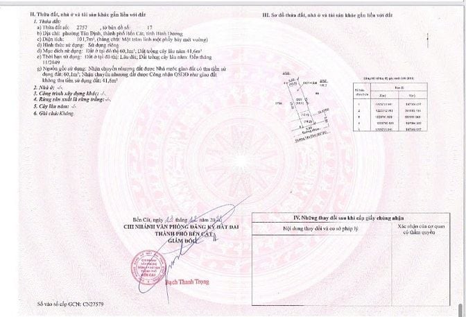 Cần Bán Gấp Lô Đất 100m2 Tại Tân Định Bến Cát Mặt Tiền Nhựa 8m 