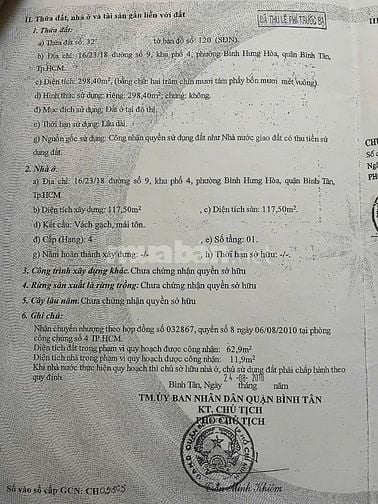 Bán nhà cấp 4 giá tốt đường số 9, p.bhh, Bình Tân