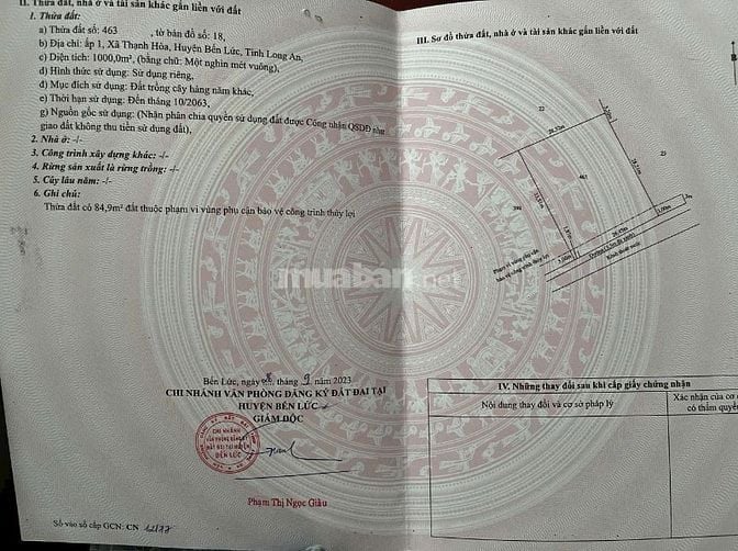 Cần bán gấp đất vườn ở ấp 1, xã Thạnh Hòa, Bến Lức, Long An.