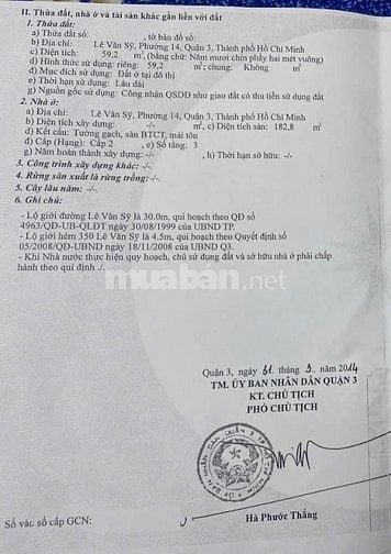 🌷 🌷 🌷 BÁN NHÀ GÓC 3 MẶT TIỀN : 352 LÊ VĂN SỸ - P. 14 - Q. 3 - TPHCM