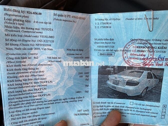 Thanh lý Vios 2004 số sàn .Đăng kiểm tháng 1/2026.