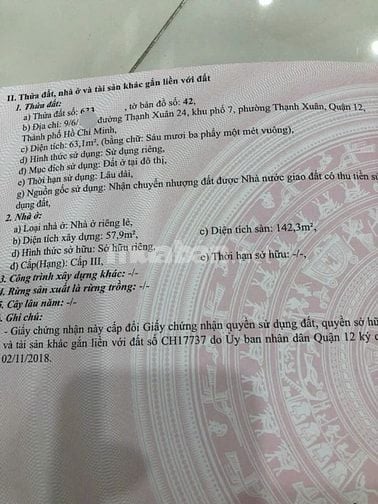 Nhà Riêng. Thạnh Xuân 24. 1 Trệt. 2 Lầu Giá: 5,8 tỷ