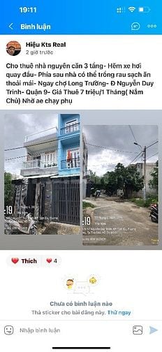 Cho thuê nhà hẻm ô tô đường Nguyễn Duy Trinh, Long trường: 2pn,2 wc