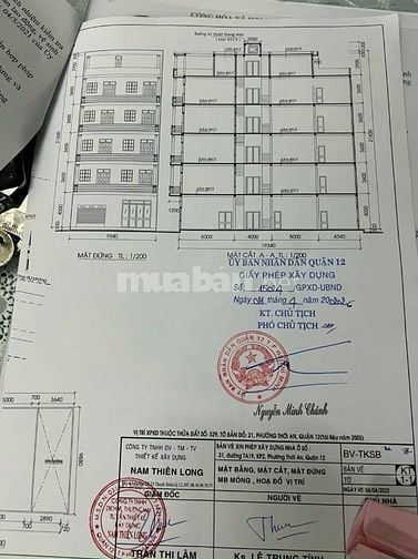 Mt Nguyễn thị Kiêu - Thới An -Q12 . Dt: 9.4x35m . Gpxd : hầm 6 lầu  