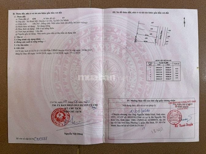 Bán đất 106m2 giá siêu hời tại Bình Mỹ, Củ Chi, HCM Giá 2,4T TL
