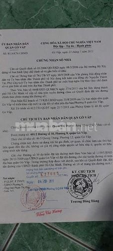 Bán nhà 401/2 Đường số 10 Phường 8 Quận Gò Vấp