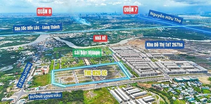 Đất nền sổ đỏ The 826EC, CĐT Hai Thành, mặt tiền đường Long Hậu, gần K