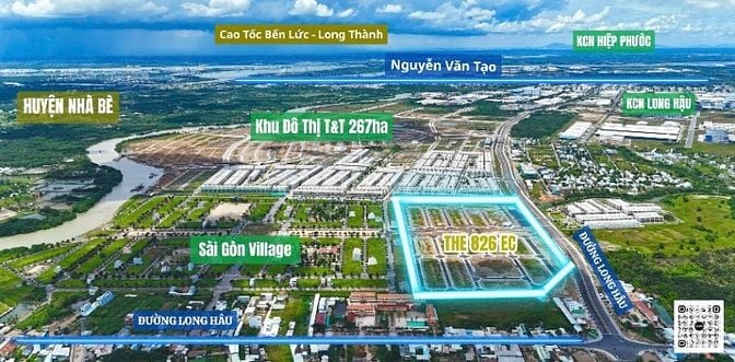 Đất nền sổ đỏ The 826EC, CĐT Hai Thành, mặt tiền đường Long Hậu, gần K
